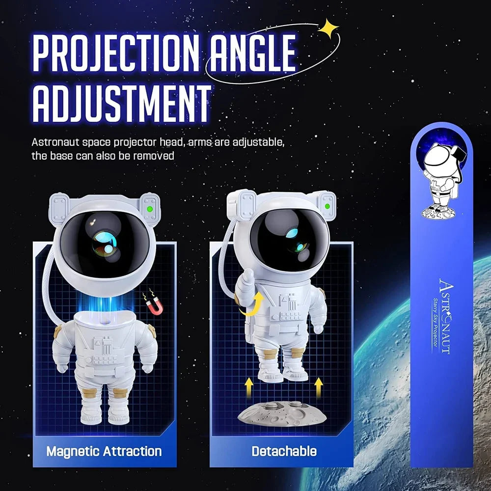 Astronaut Galaxy Projector with Remote Control - 360° Adjustable Timer Kids Astronaut Nebula Night Light, for Gifts, Baby Adults Bedroom, Gaming Room, Home and Party (Corded Electric)