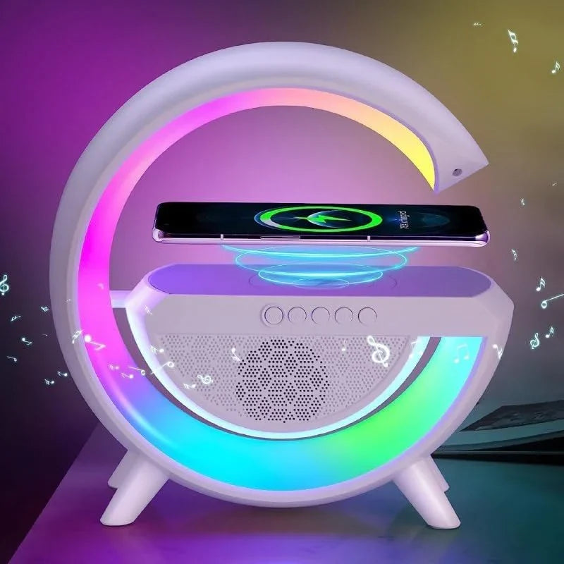 Wireless G Speaker with Wireless Charging, Desk Lamp Bedside Night Light, Smart Light, Sound Machine, and Bedroom Home Decor