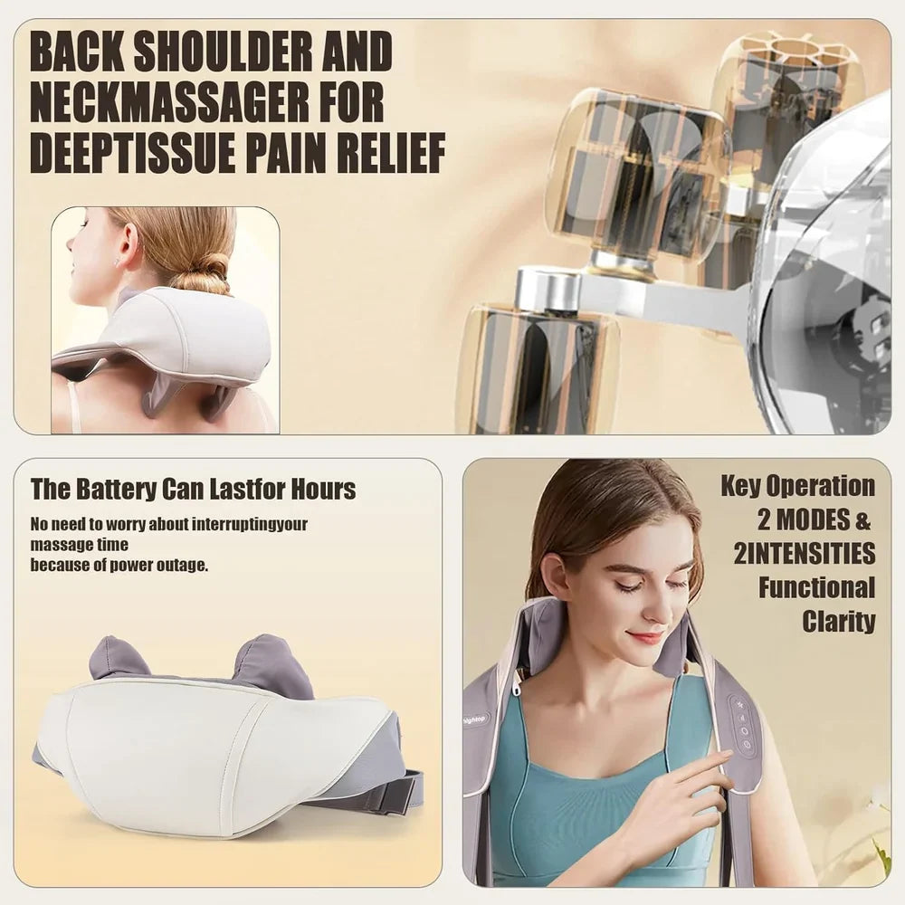 Neck and Back Massager, Neck Massager with Heating, Body Massager for Body Aches and Pains Relief, Electric Wearable 5D Cervical Neck Massage Machine for Deep Tissue Neck, Back, Shoulders, Waist and Legs